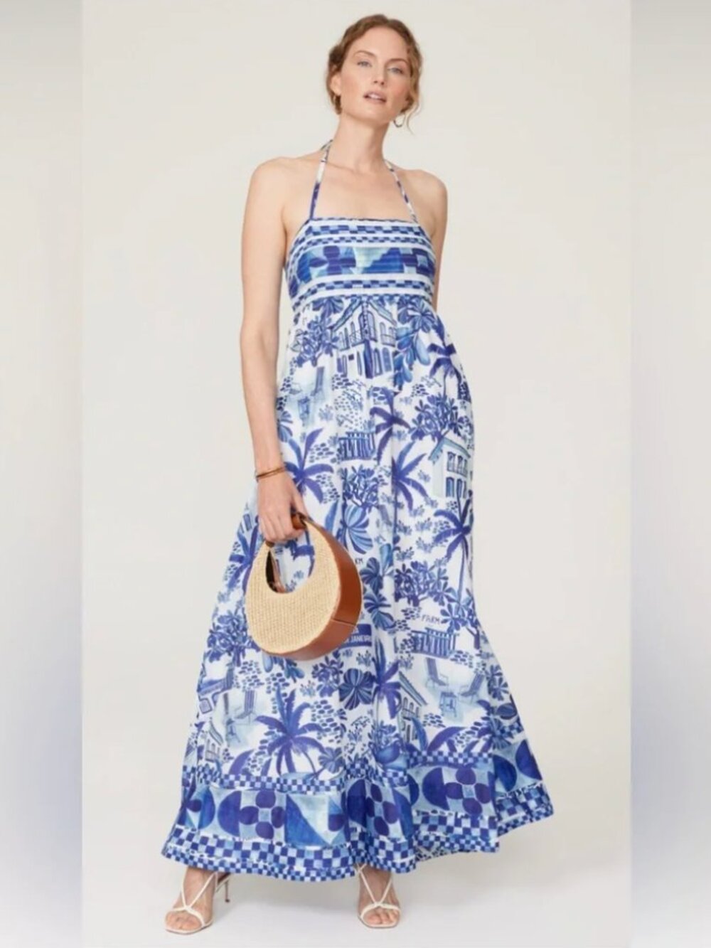 NWT - FARM RIO DRESS MAXI BLUE SWEET RIO OFF WHITE - Size S - Picture 2 of 6